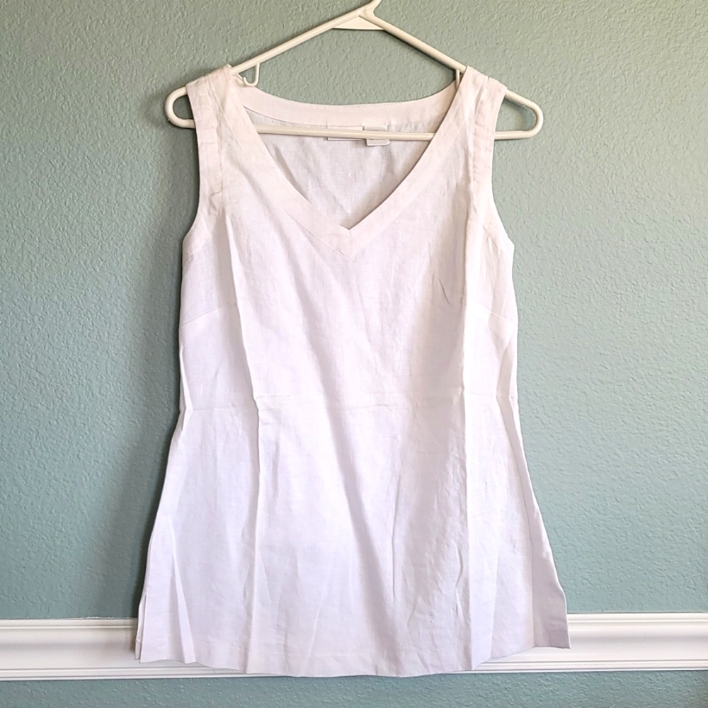 Spiegel 100% White Linen Sleeveless Top